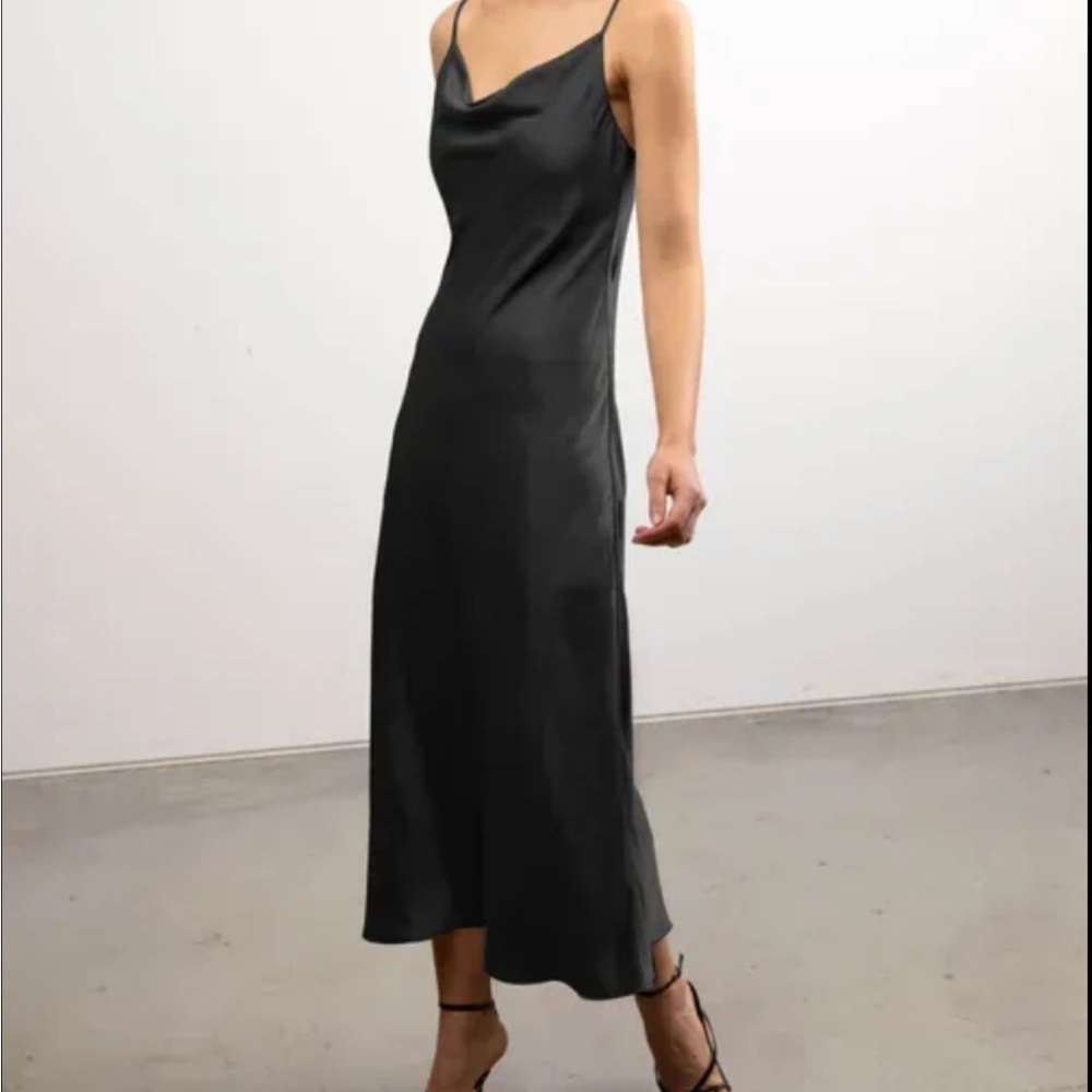 OAK + FORT Black Midi Slip Dress - XL